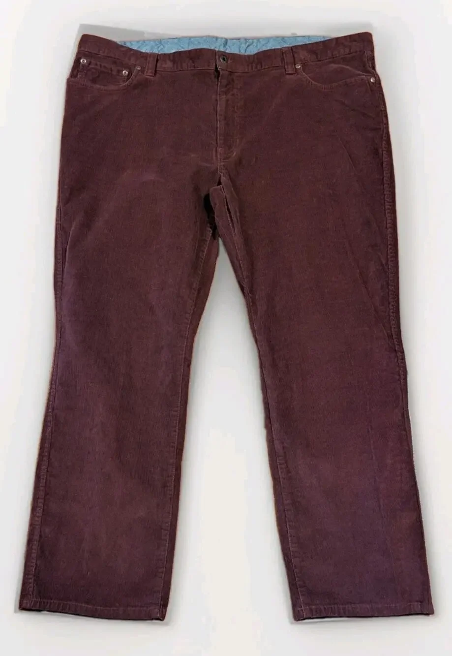 L.L.Bean Mens 44x30 Corduroy Pants Burgundy Standard Fit Stretch Cotton